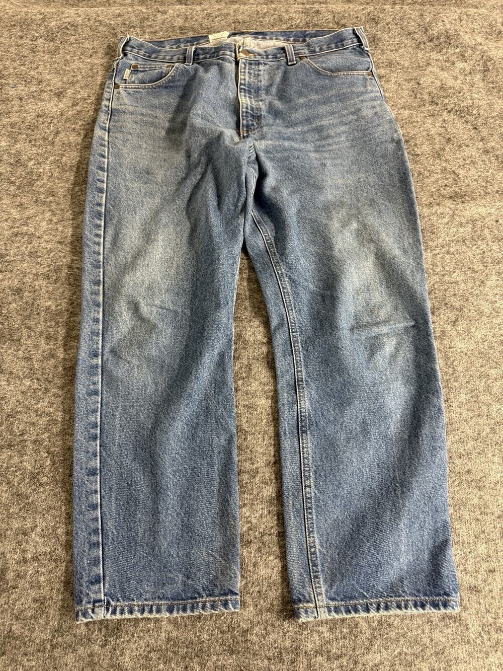 Carhartt Jeans Mens 40x30 Slim Fit Pants Denim Workwear Blue N267 - Picture 1 of 7